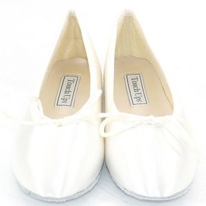 Touch Ups White Satin Kid Ballet Flats